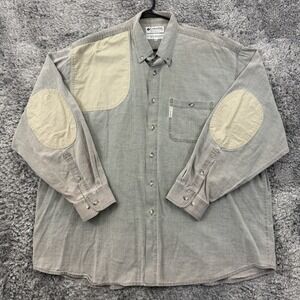Vintage Columbia Shirt Men 2XL Green Shooting Hunting Quilted Shoulder Elbow Pad